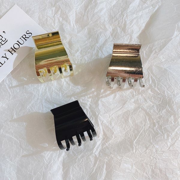 

barrettes hairpin net red black small metal grab clip hair headdress female back of head fixed high horsetail artifact, Golden;silver