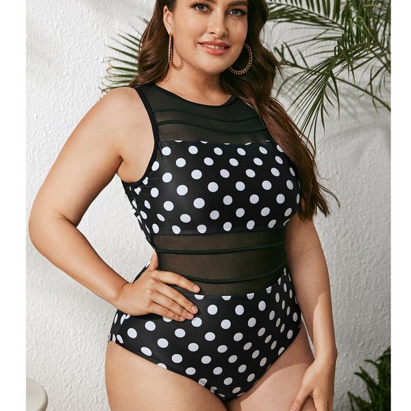 

2021 large skirt conservative selling black and white point swimsuit, Red;black
