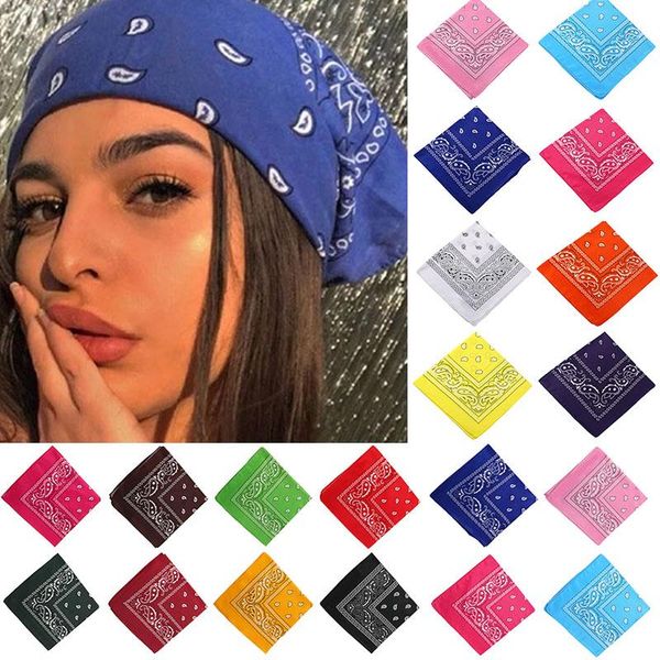 

cycling caps & masks 17km bohemian print bandana hair bands for girls women kids square scarf turban headband accessories, Black