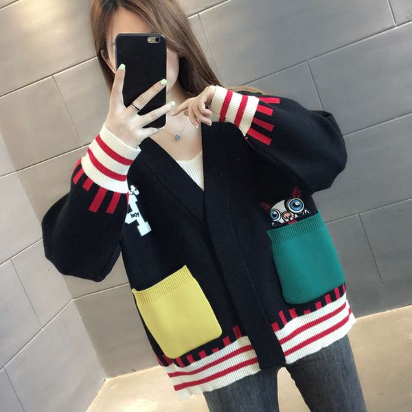 

women's sweaters sweatersknitted cardigan sweater early loose net infrared cover women's spring and autumn fashion 11dx, White;black