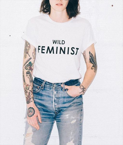 

wild feminist feminism slogan womens t shirt hipster equal right girl power tumblr tees clothing, White