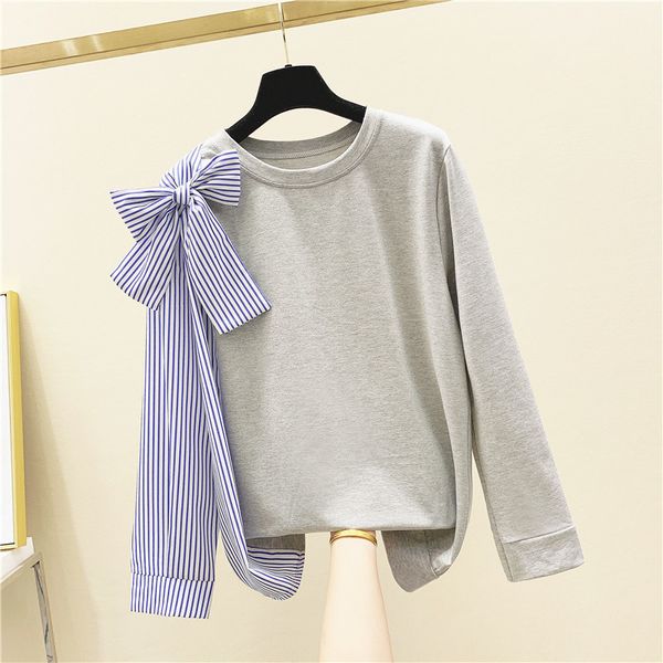 

women's hoodies & sweatshirts women fashion fleece striped stitching bow tie pullovers autumn loose o-neck novel urban shirts n487, Black