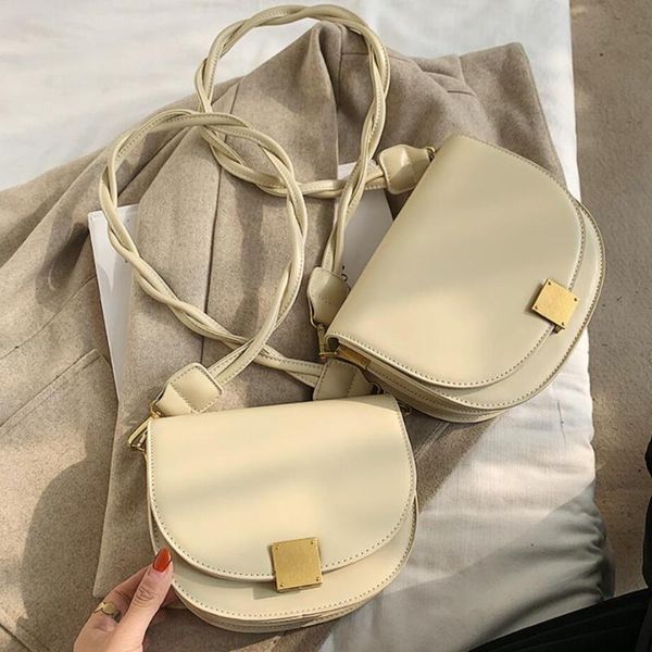 

strap weave shoulder 2021 fashion pu leather women's designer handbag vintage messenger cross body