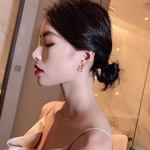 

stud korean red geometric asymmetric earrings for woman jewelry gifts gold cubic zirconia crystal wedding, Golden;silver