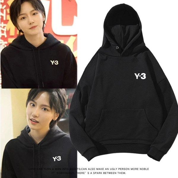 

men women hooded sweater cotton y-3 black letter pullover casual loose coat