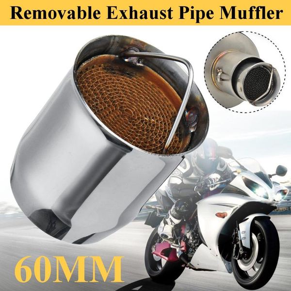 

motorcycle exhaust system 2 pcs 60mm 23.62' inch universal motorbike off-road racing can muffler baffle removable styling