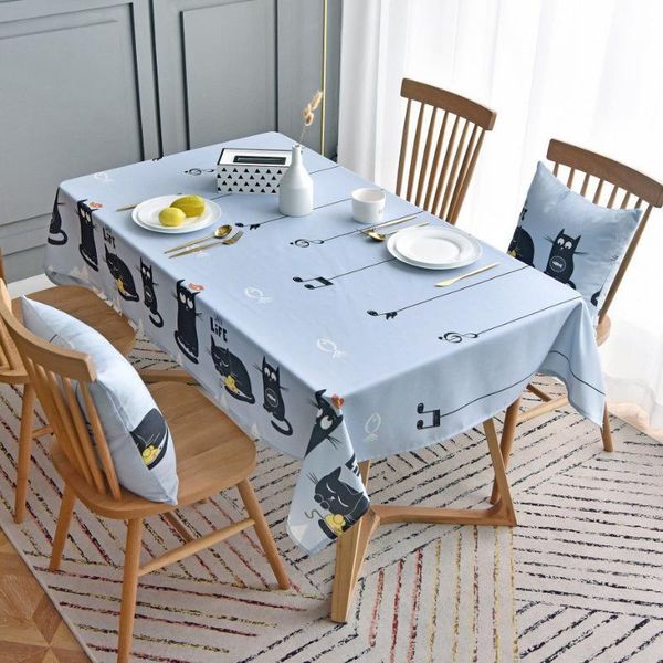 

table cloth cartoon black cute cat waterproof tablecloth with rectangular home decor household el cover my436#20