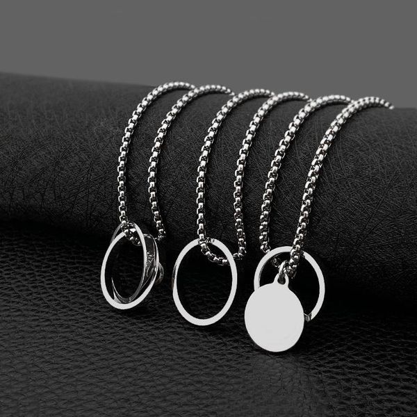 

pendant necklaces necklace men and women couple hip hop simple wild round, Silver