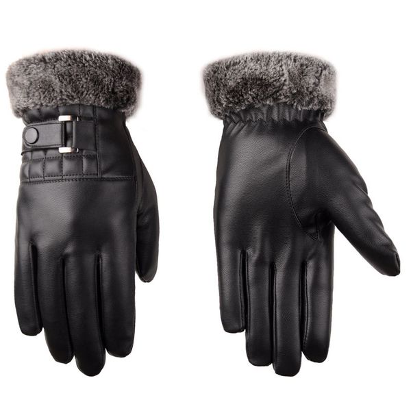 

cool men style thicken warm washing leather gloves business working touchscreen glove for christmas gift, Blue;gray