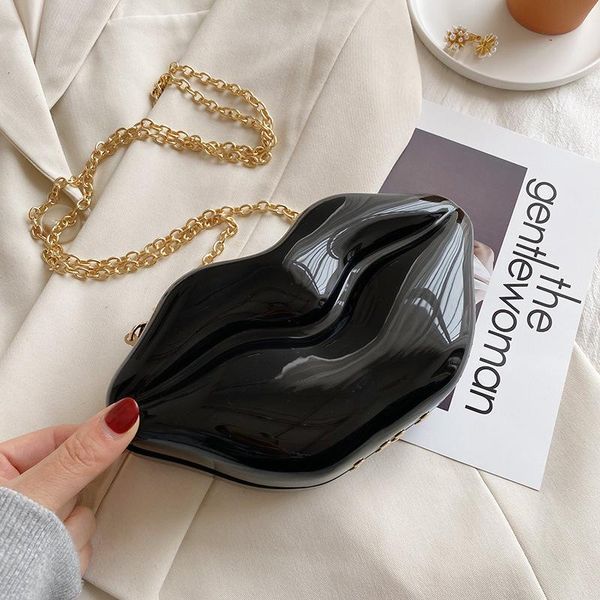 

evening bags funny creative lip bag 2021 personality product korean mini girl shiny face chain shoulder messenger small trend