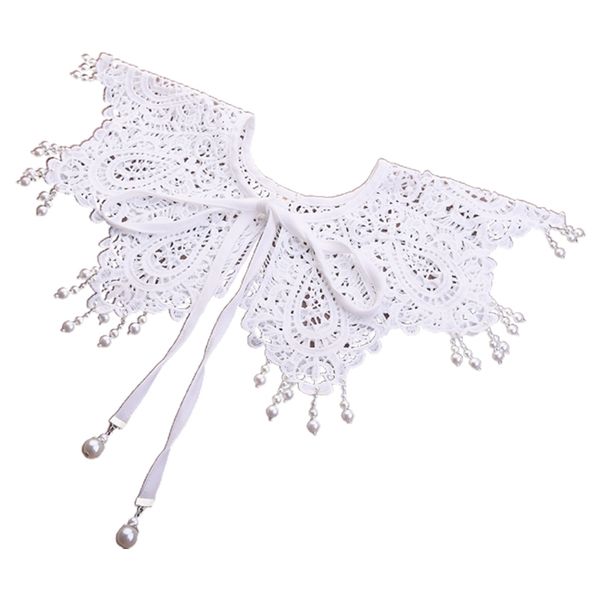 

hanfu dress decorative fake collar shawl imitation pearl pendant tassel hollow out lace necklace half shirt vintage mini k3nf, Blue;purple