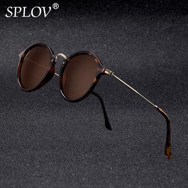 

sunglasses splov arrival round retro men women brand designer vintage coating mirrored uv400, White;black