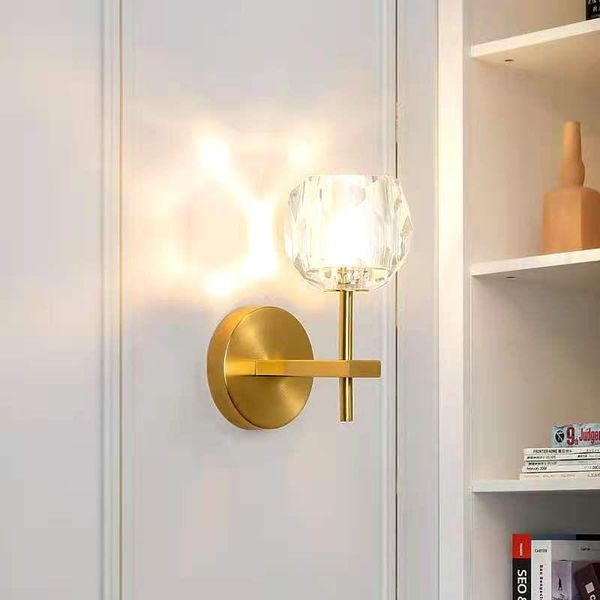 

wall lamp modern minimalist wrought iron crystal lamps gold interior decoration bedside living room g9
