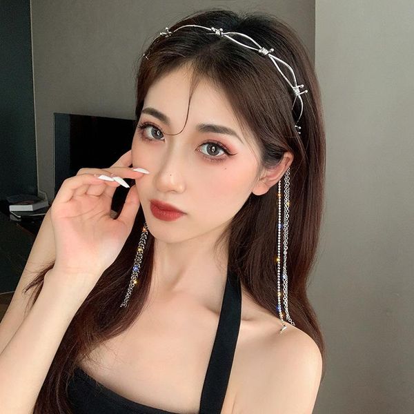 

hair clips & barrettes fashion metal crystal tassel headband holder for women simple deaign tiaras headwear accessories bridal jewelry, Golden;silver