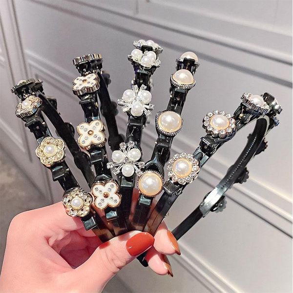 

hair accessories pearls headband women double bangs hairbands female elegant hairstyle ban jewelry hairpin girl make up hoop, Slivery;white