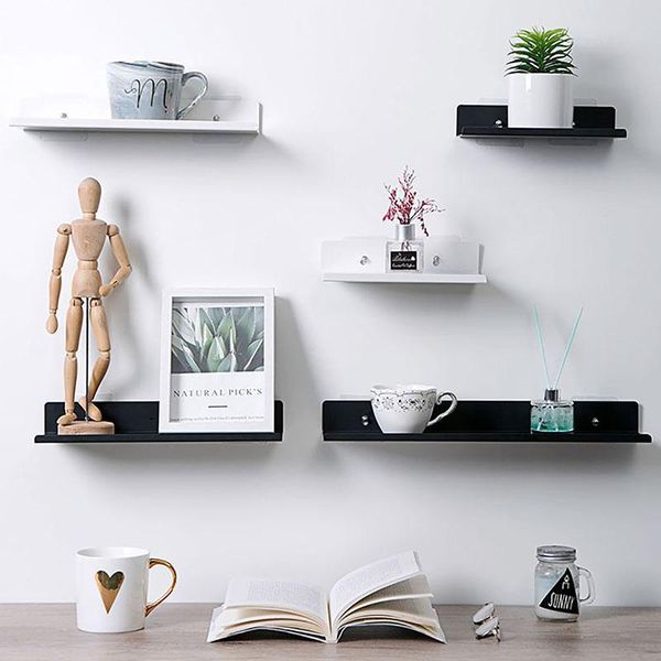 

hooks & rails wall-mounted storage shelf punch-sticker wall home bedroom in-line partition racks bookshelf shelving for books