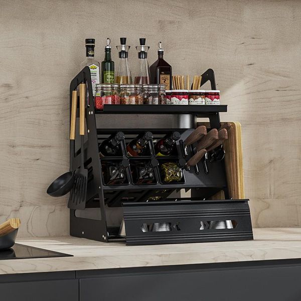 

kitchen metal storage shelf deskspice multifunction simple closet aluminum salle de bain home items df50shr hooks & rails