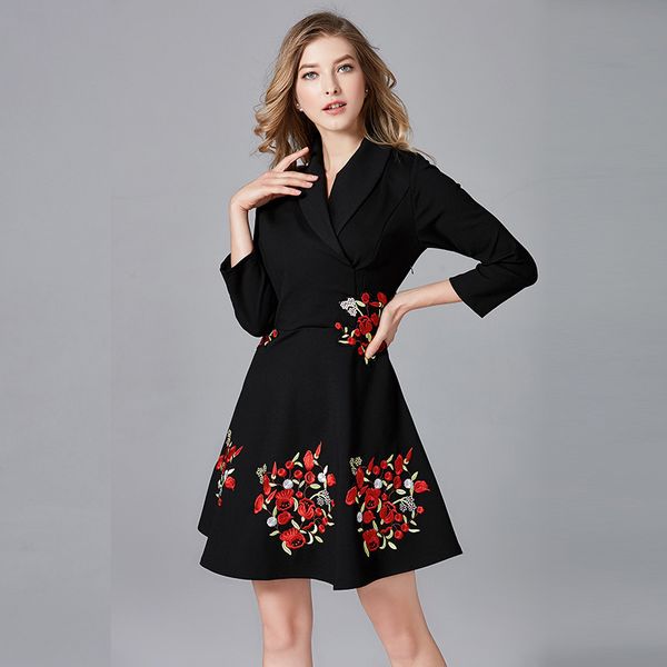 

big yards dresses dark bla embroidered little 2021 spring style lady large