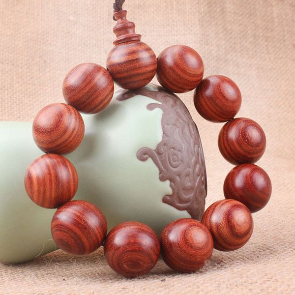

bracelet mahogany bracelet with small holes along the grain, red sandalwood buddha bead ethnic style, 6-20mm wooden ornaments, Golden;silver