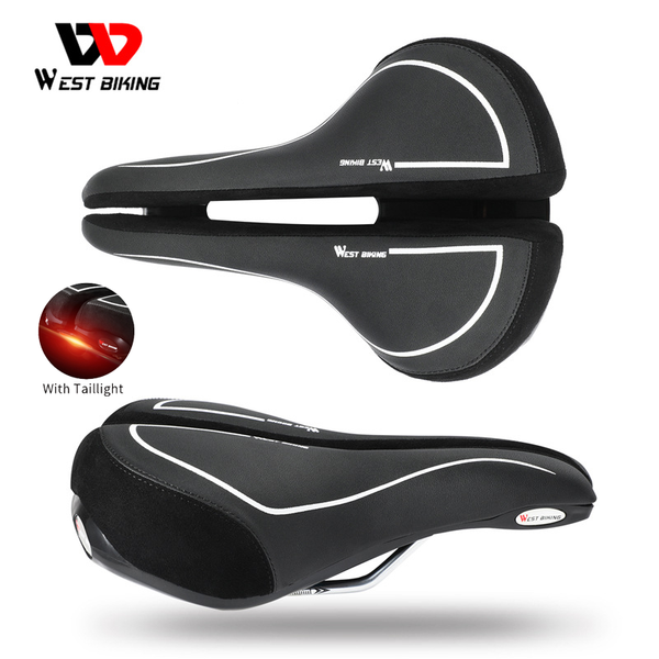 

bike saddles west biking saddle led light ergonomic cycling cushion shockproof breathable soft road mtb bicycle with taillight