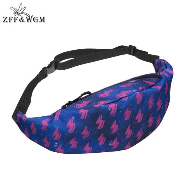 

zff&wgm 3d print fanny pack for women vintage 2021 belt bag blue zipper mobile phone waist men leather bags
