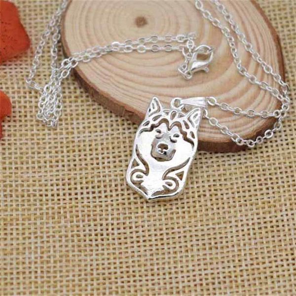 

pendant necklaces lphzqh trendy cute dainty husky necklace for women siberian alaskan malamute akita collars jewelry gift punk, Silver