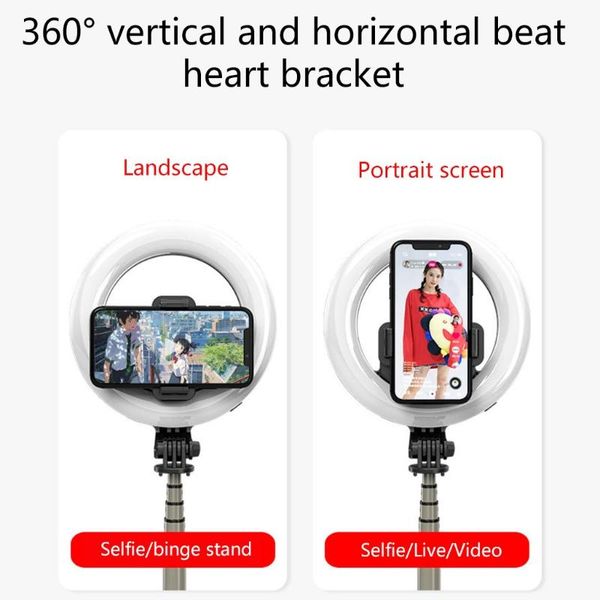 

pc selfie stand phone holder led ringlight dimmable rechargeable 53cc monopods