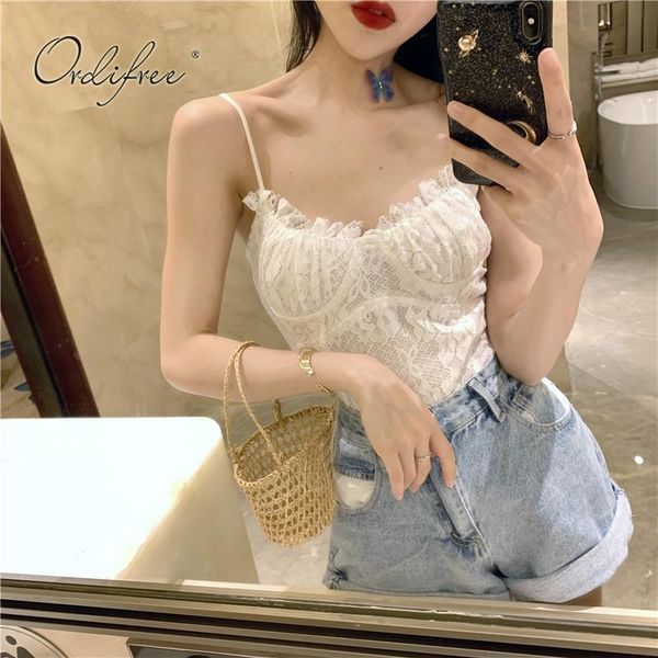 

women's tanks & camis ordi2021 summer women tank camisole vest white lace crop