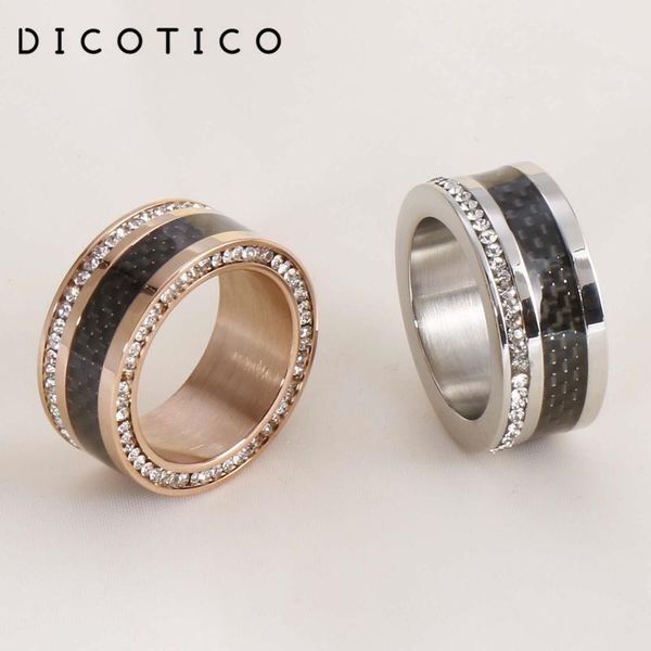 

cluster rings dicotico stainless steel tri-color round for women zircon classic finger mujer anillos jewelry party, Golden;silver