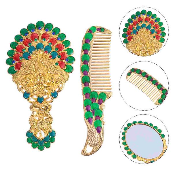 

mirrors 2pcs vintage makeup mirror and comb set gift portable handheld vanity