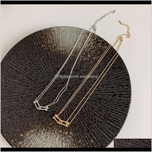 

necklaces & pendants jewelry drop delivery 2021 south korea east gate lock buckle pendant necklace cold wind minority temperament simple cla, Silver