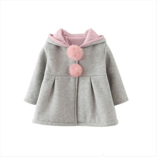 

winter spring baby girls long sleeve coat jacket rabbit ear hoodie casual outerwear autumn warm hooded, Blue;gray