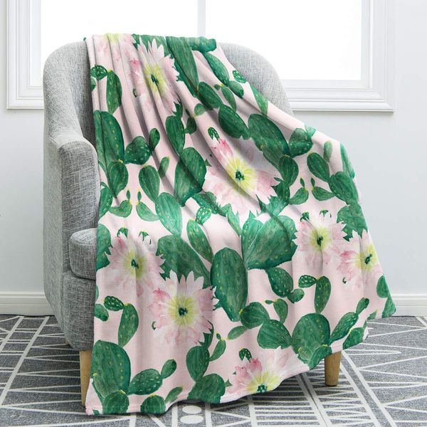 

cactus flower blanket smooth soft throw blanket for sofa chair bed office 60" x 80"