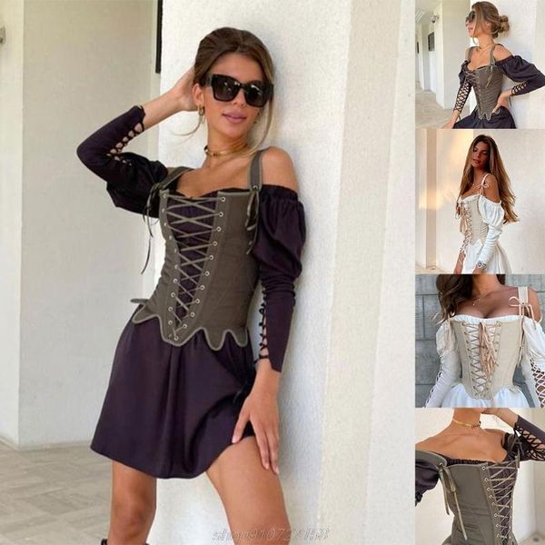 

belts women vintage corset crop summer patchwork bandage bustier tank fashion design with lace edge m11 21 drop, Black;brown