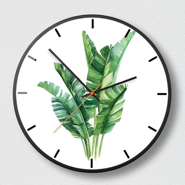 

wall clocks leaf decorative clock living room metal plant mute quartz europe hanging