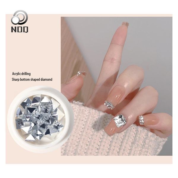 

nail art decorations 6case/20pcs 6*6 mm acrylic crystal white transparent accessories ab electroplated colorÂ cusp bottom, Silver;gold