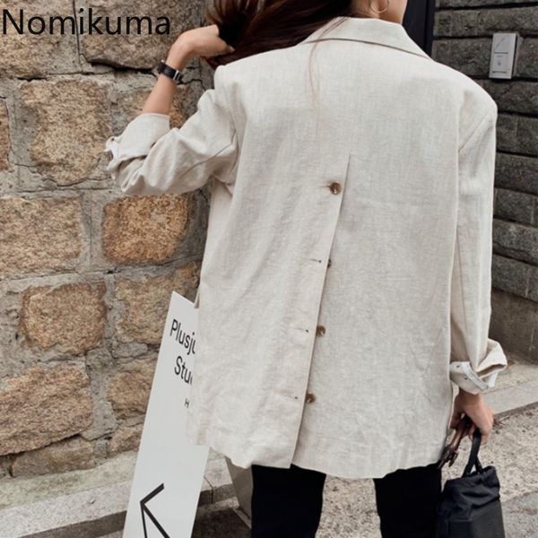 

nomikuma arrival notched collar long sleeve blazers solid color back single breasted casual loose jackets korean 3c219 210514, White;black