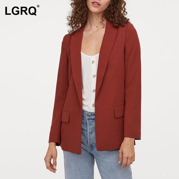 

women's suits & blazers [lgrq] women sky blue vintage casual blazer notched neck long sleeve loose jacket fashion tide spring autumn 20, White;black
