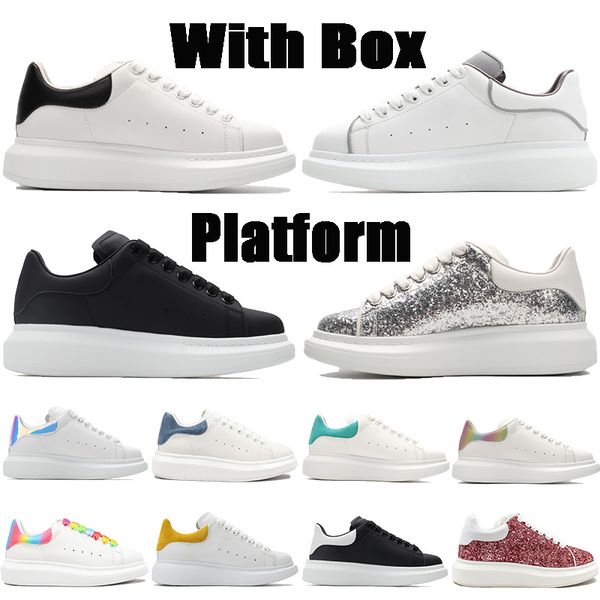 

with box platform men women casual shoes black triple white reflect laser multi color tail silver sequin deep blue fashion mens sneakers