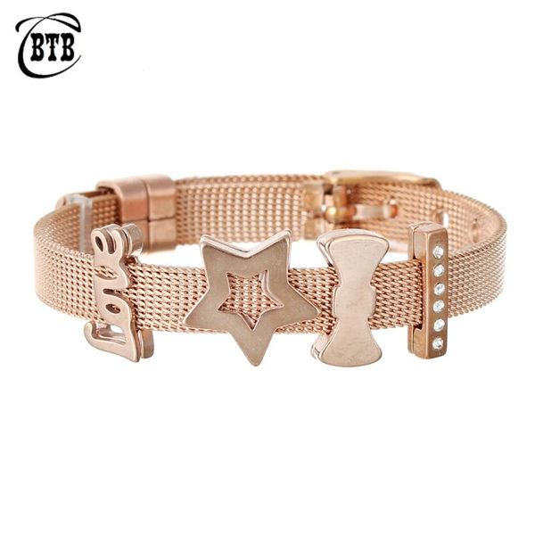 

fashion ladies rose gold stainless steel mesh delicate bracelet parents holiday gift size adjustable charm bracelets, Golden;silver