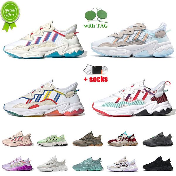 

fashion men women ozweego running shoes black carbon steel crystal white pride trace cargo icy pink outdoor casual dad