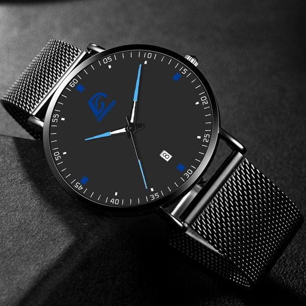 

wristwatches fashion men watches luxury business quartz wrist watch minimalist mens ultra-thin stainless steel mesh belt clock reloj hombre, Slivery;brown