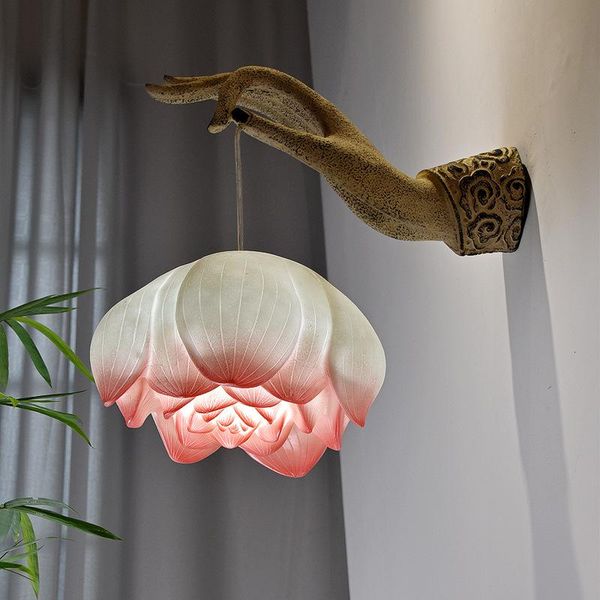 

chinese zen resin lotus temple wall lamp ornaments corridor balcony