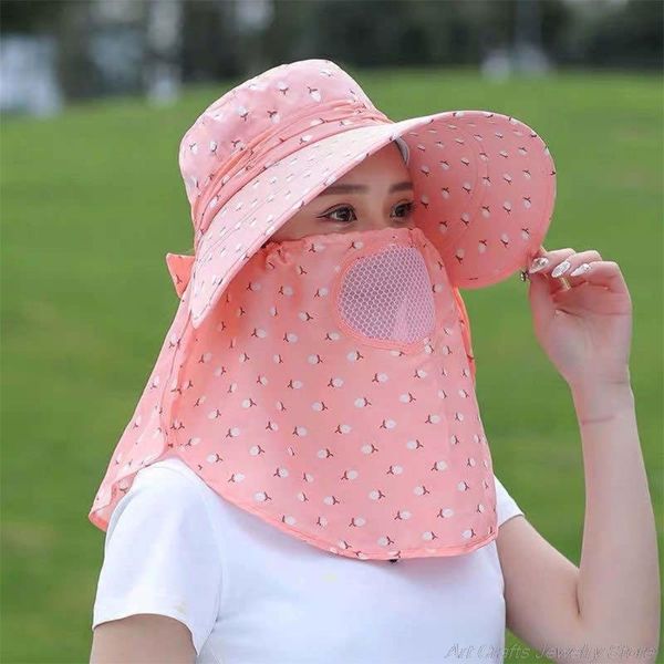 

wide brim hats women summer sun hat uv protection visor removable outdoor fishing neck face flap cap my18 21 drop, Blue;gray
