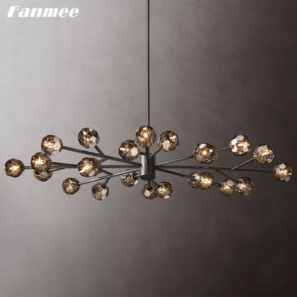 

chandeliers boule de cristal smoke oval chandelier 72in retro ceiling living room decoration led branch indoor lighting fixture