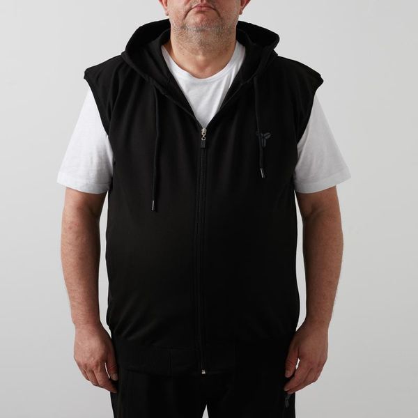 

men's vests buratti large size hooded zipper pocket vest male 568401, Black;white