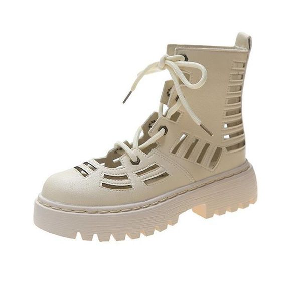 

boots fashion summer women ankle gladiator roman sandals platform hollow out breathable buckle high heels moto, Black
