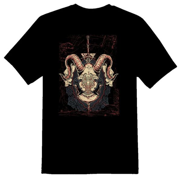 

ram skull sword black or white tee, White;black