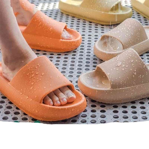 

women thick platform slippers summer beach eva soft sole slide sandals leisure men ladies indoor bathroom anti-slip shoes 210310, Black