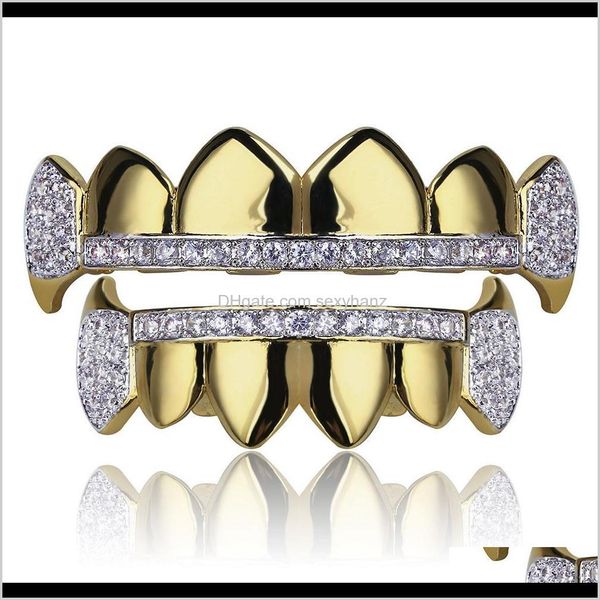 

other fashion accessories european and american dental braces 18k authentic gold electroplated tooth cover microzircon caninetooth sle ozkri, Silver